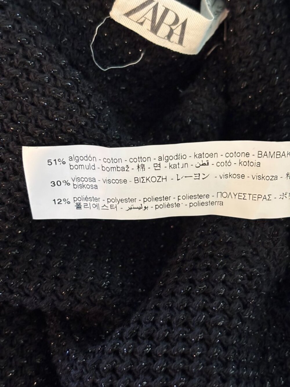 Zara Studio Black Fringe Trim Sweater Small NWT - Picture 6 of 7